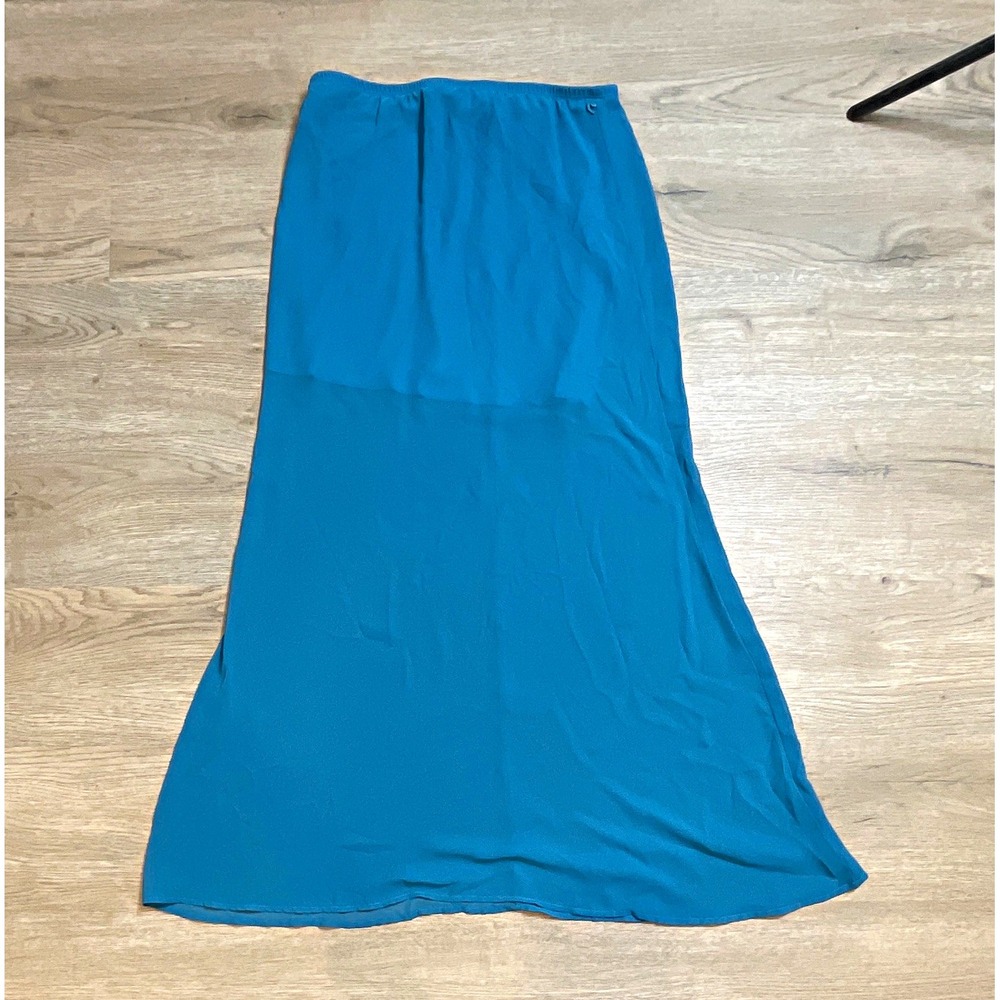 Speechless Women's Blue Solid Maxi Skirt Chiffon Polyester Lined Layered